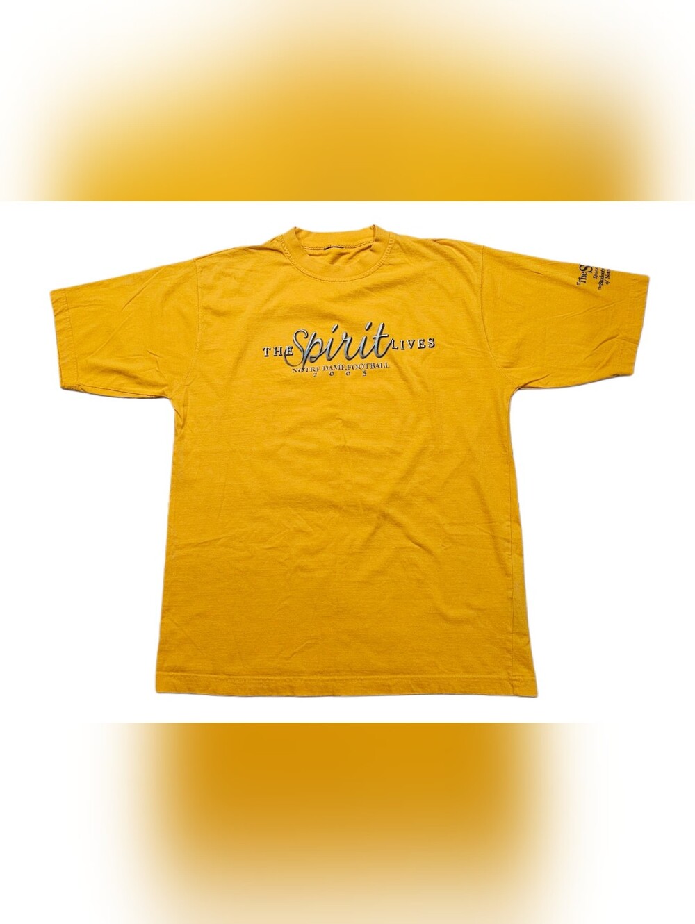 ​Vtg 2005 Notre Dame Football Shirt The Spirit Lives Gold Irish T-Shirt Men XL
